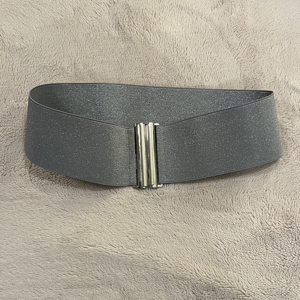 Silver Glitter Elastic Women’s Belt
